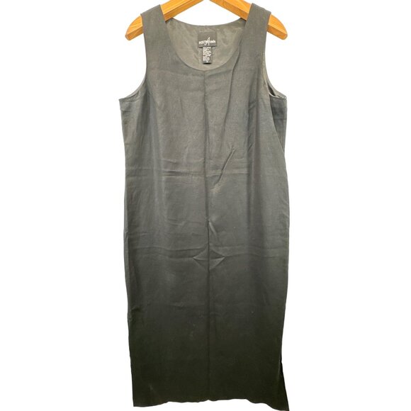 Vtg Positive Attitude Sheath Dress Sz 14 Midi Linen Lined Side-Split Lagenlook - Picture 3 of 10